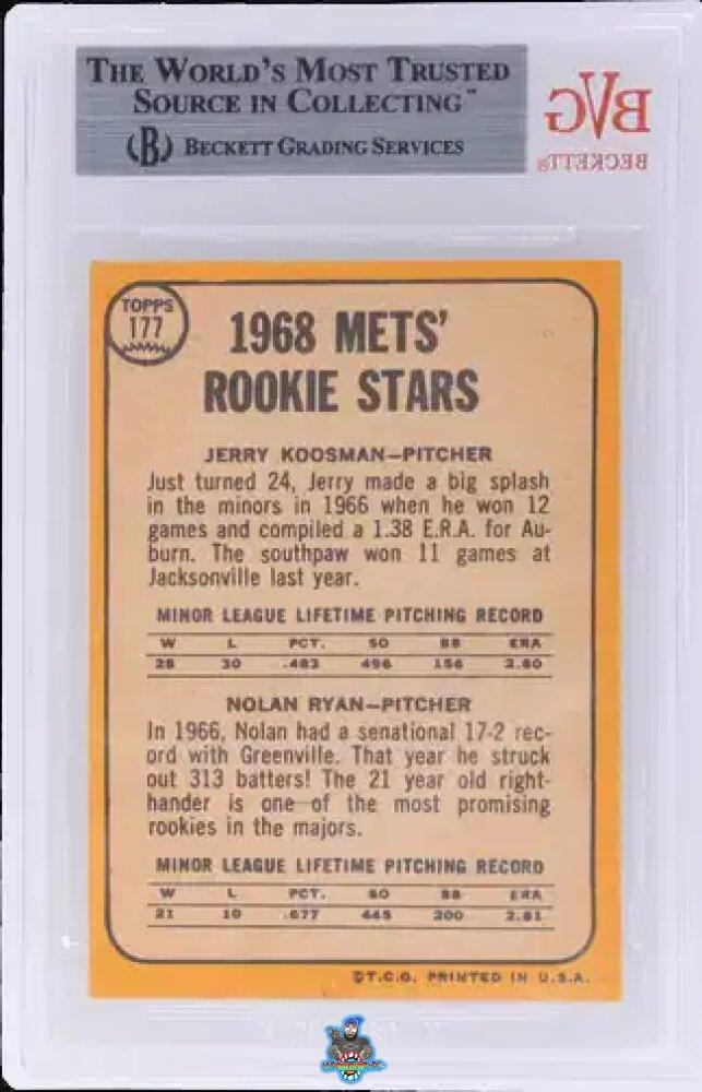 Back of 1968 Topps Mets Rookie Stars Jerry Koosman/Nolan Ryan #177