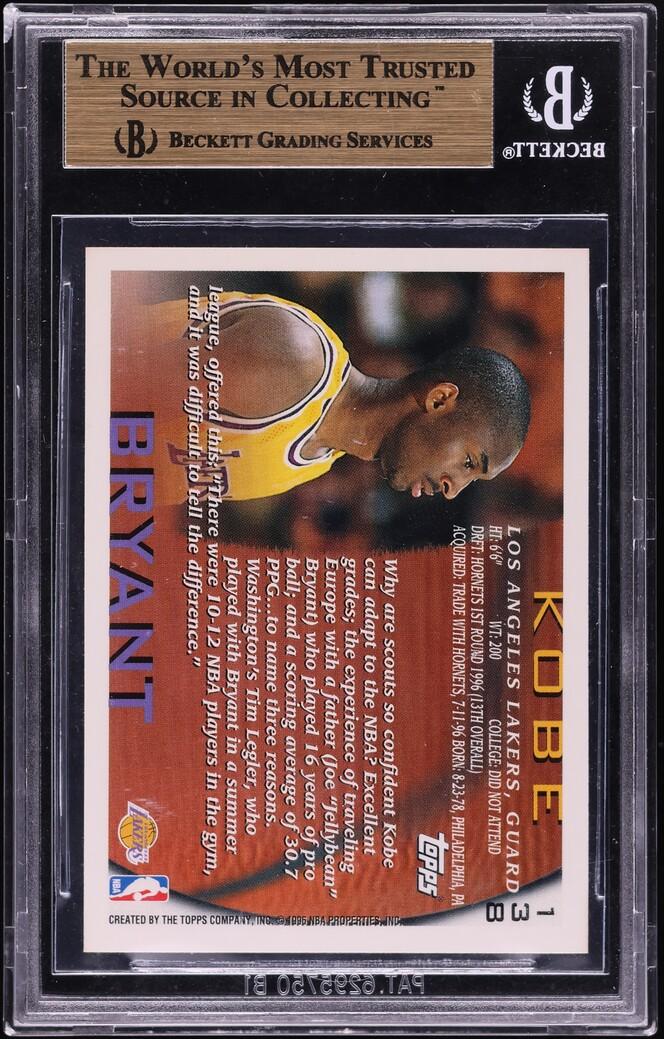 Back of 1996 Topps Kobe Bryant