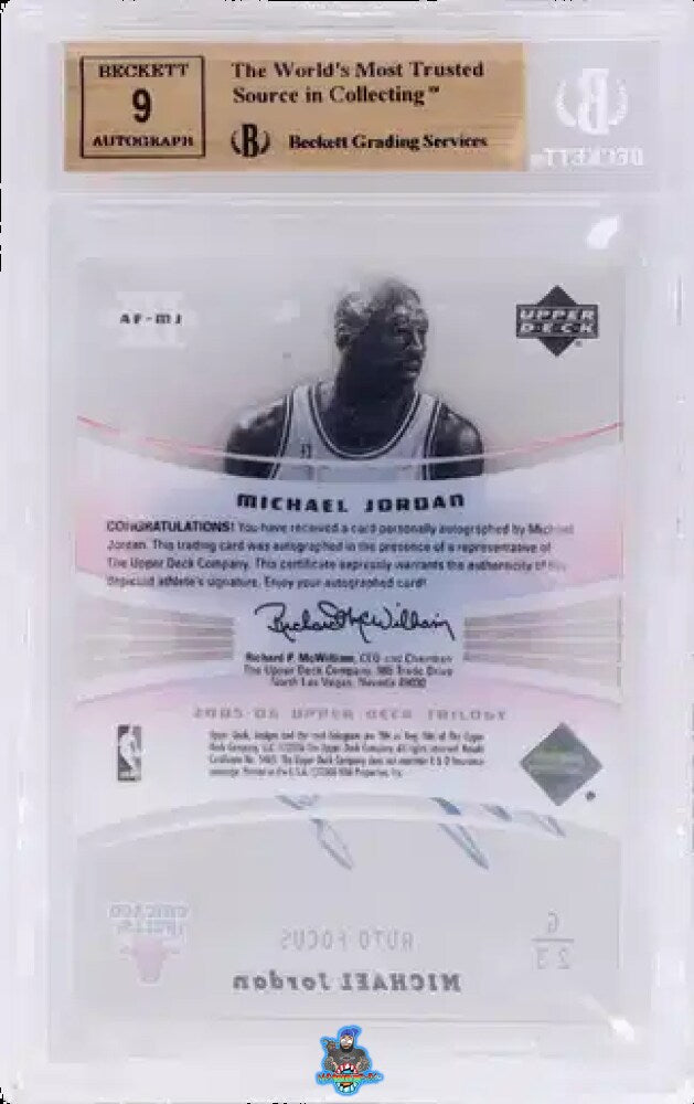 Back of 2005 Upper Deck Trilogy Auto Focus Autograph Michael Jordan #AF-MJ