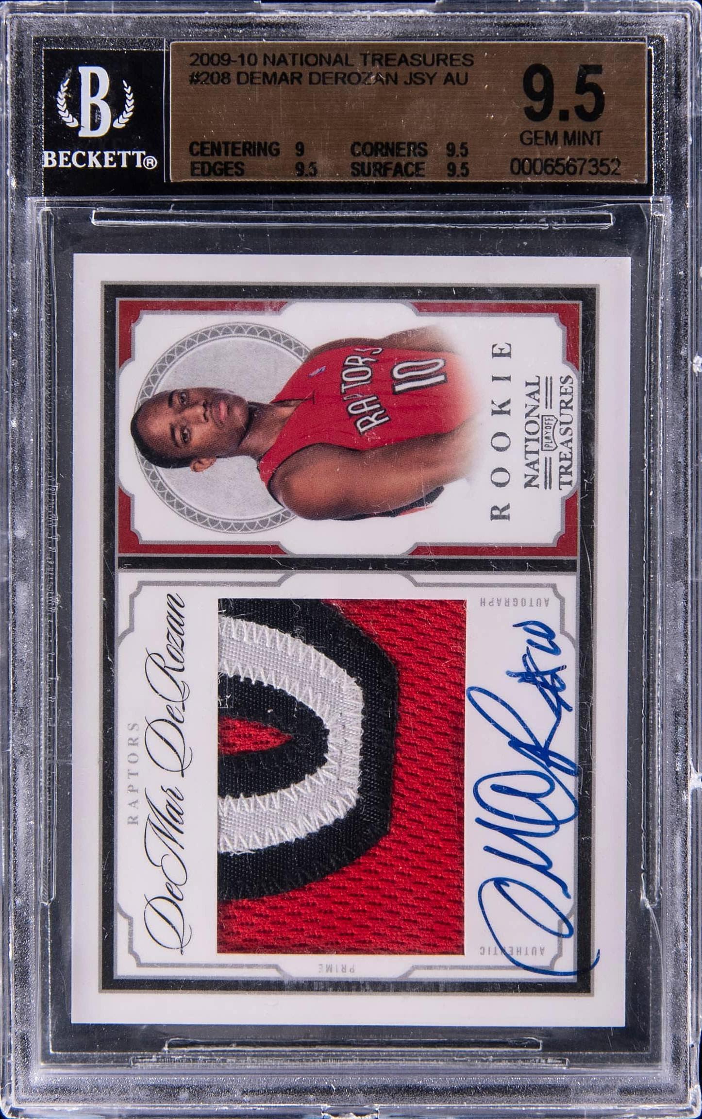 2009 National Treasures Rookie Jersey Autograph DeMar DeRozan #208 /99