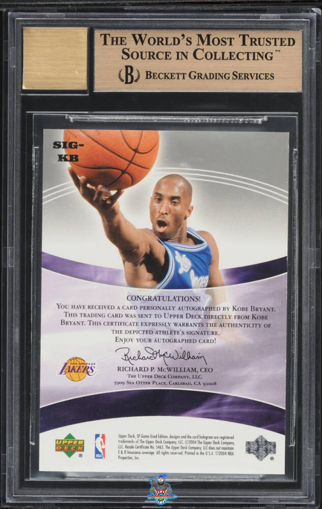 Back of 2004 SP Game Used Significance Kobe Bryant #KB /100