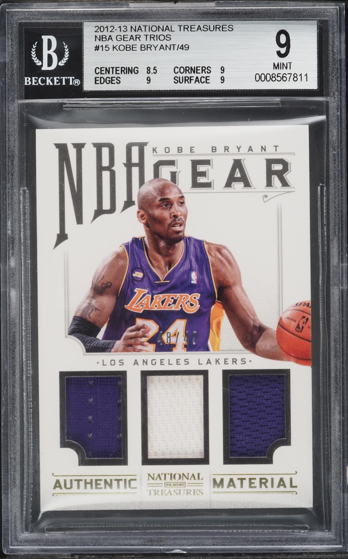 2012 National Treasures NBA Gear Trios Kobe Bryant #15 /49