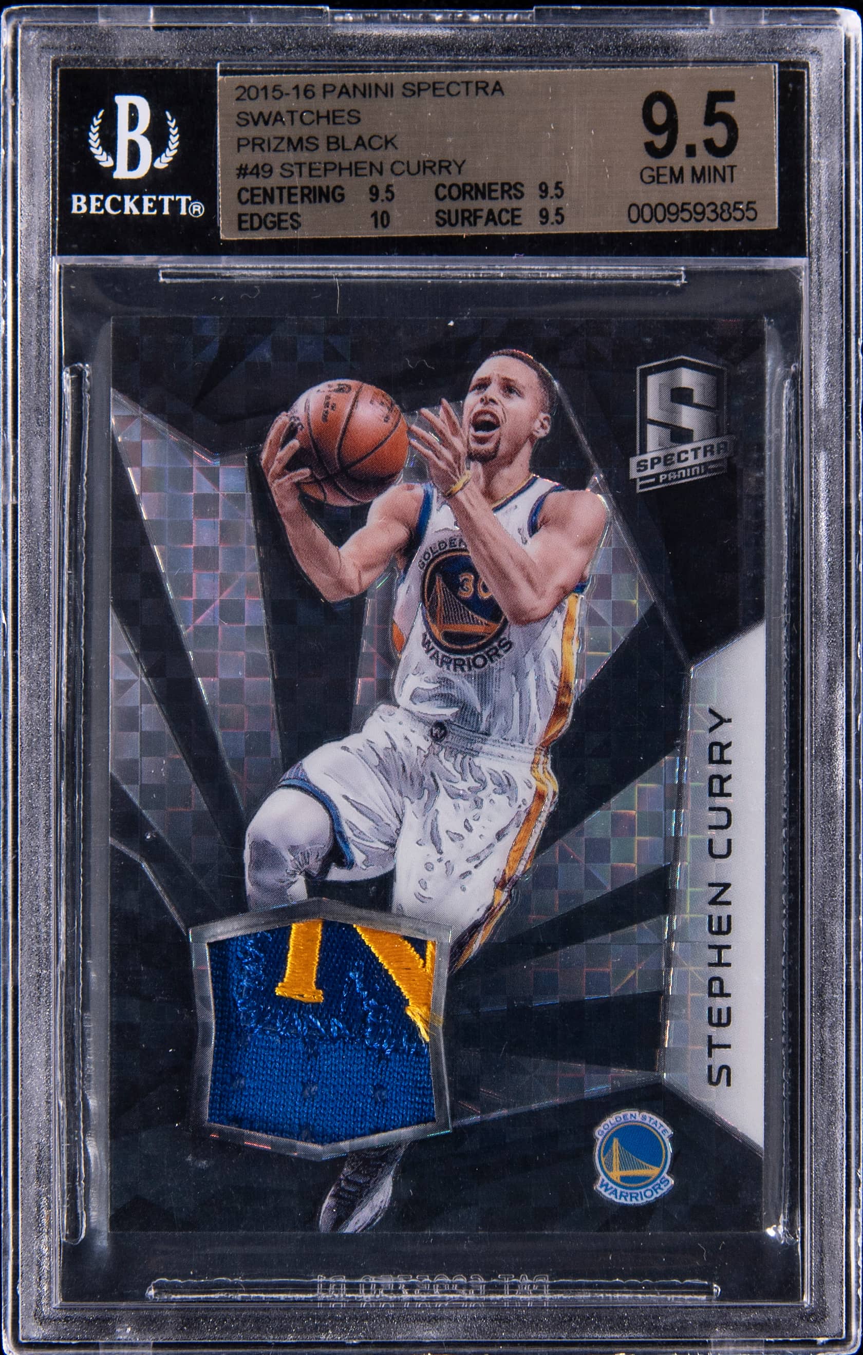 2015 Panini Spectra Swatches Prizms Black Stephen Curry #49 /1