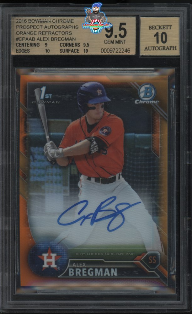 2016 Bowman Chrome Prospect Autograph Orange Refractor Alex Bregman #CPAAB /25