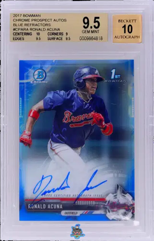 2017 Bowman Chrome Prospect Autograph Blue Refractor Ronald Acuna Jr. #CPARA /150