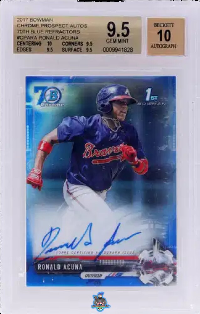 2017 Bowman Chrome Prospect Autograph 70th Blue Refractor Ronald Acuna Jr. #CPARA