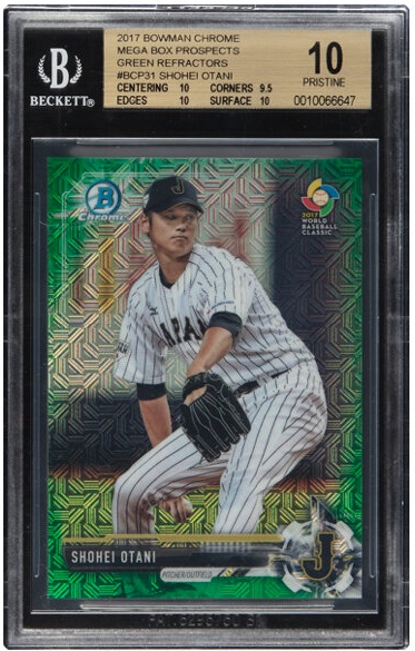 2017 Bowman Chrome Shohei Ohtani (Mega Box Prospects-Green
Refractor) BGS Pristine 10 - #'d 51/99.