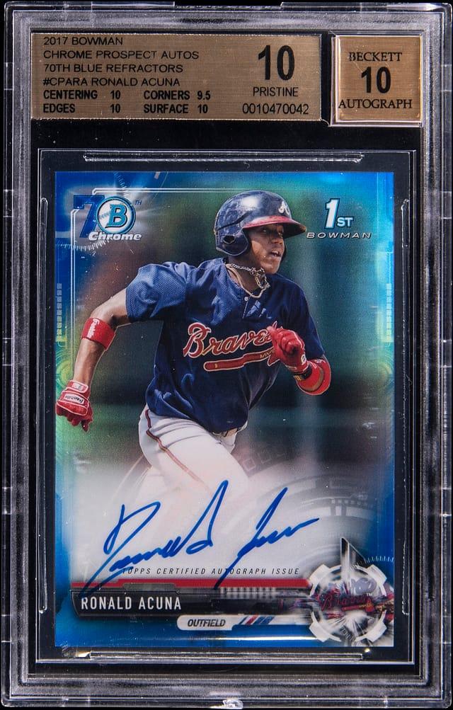 2017 Bowman Chrome Prospect Autograph 70th Blue Refractor Ronald Acuna Jr. #CPARA