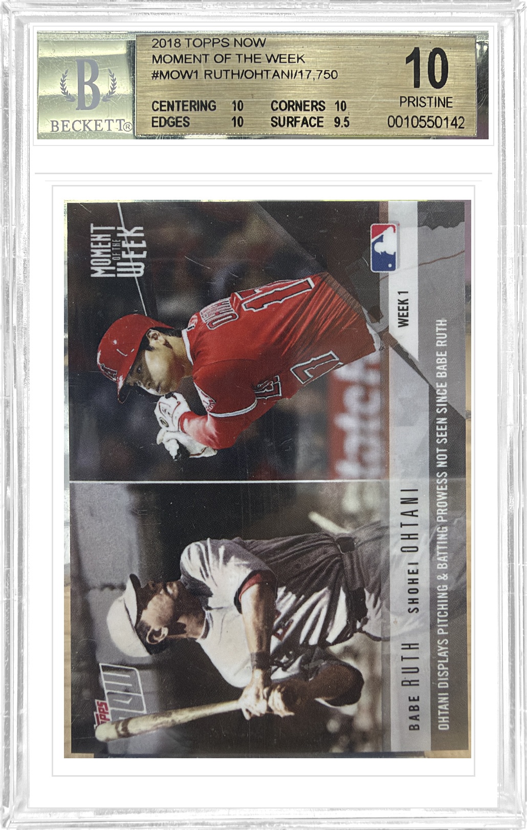 2018 Topps Now Moment of the Week Babe Ruth/Shohei Ohtani #MOW-1 /17750