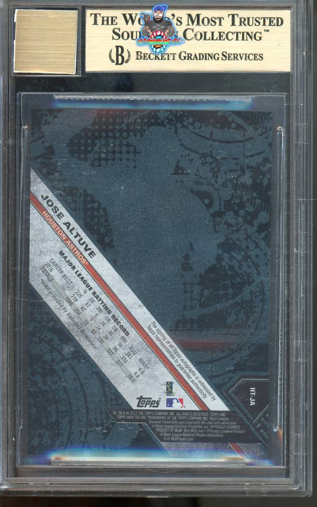 Back of 2017 Topps High Tek Autographs Blackout Jose Altuve #HTJA /50
