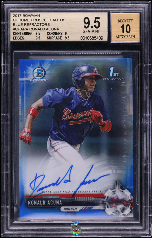 2017 Bowman Chrome Prospect Autograph Blue Refractor Ronald Acuna Jr. #CPARA /150