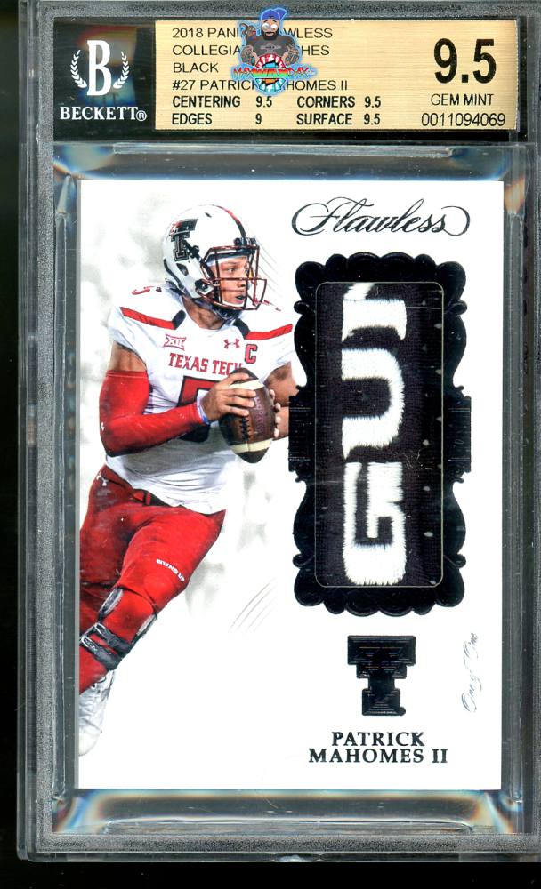 2018 Panini Flawless Collegiate Patch Black Patrick Mahomes II #27 /1