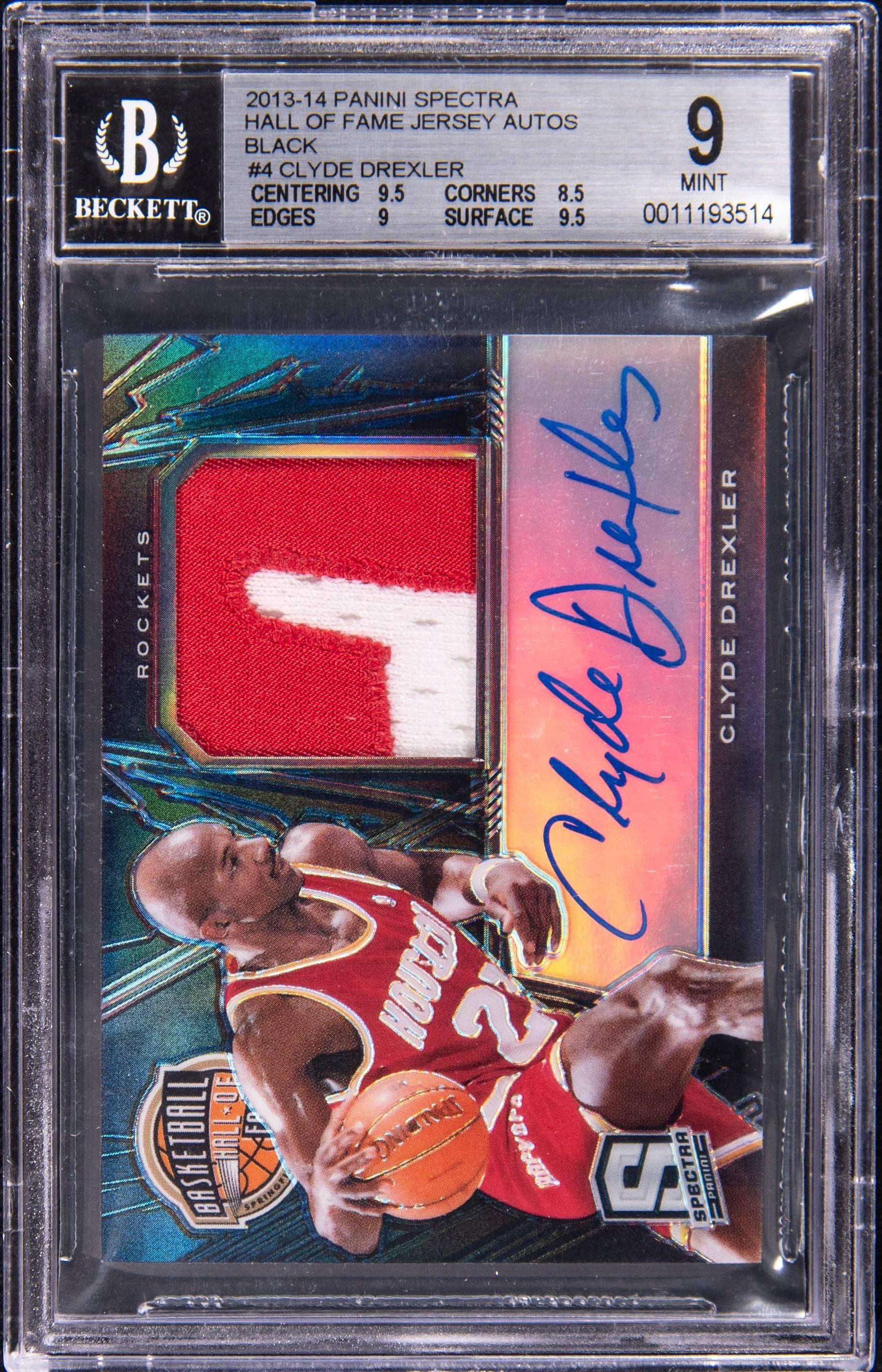 2013 Panini Spectra Hall of Fame Jersey Autographs Black Clyde Drexler #4 /1
