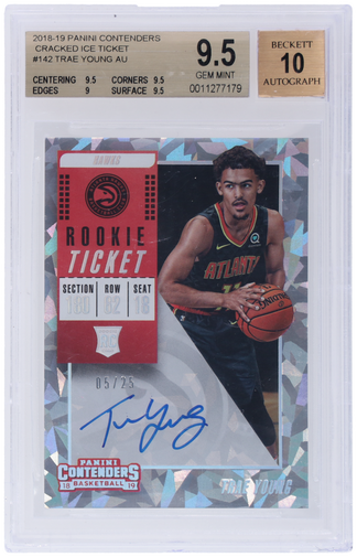 2018 Panini Contenders Rookie Ticket Autograph Cracked Ice Trae Young #142 /25