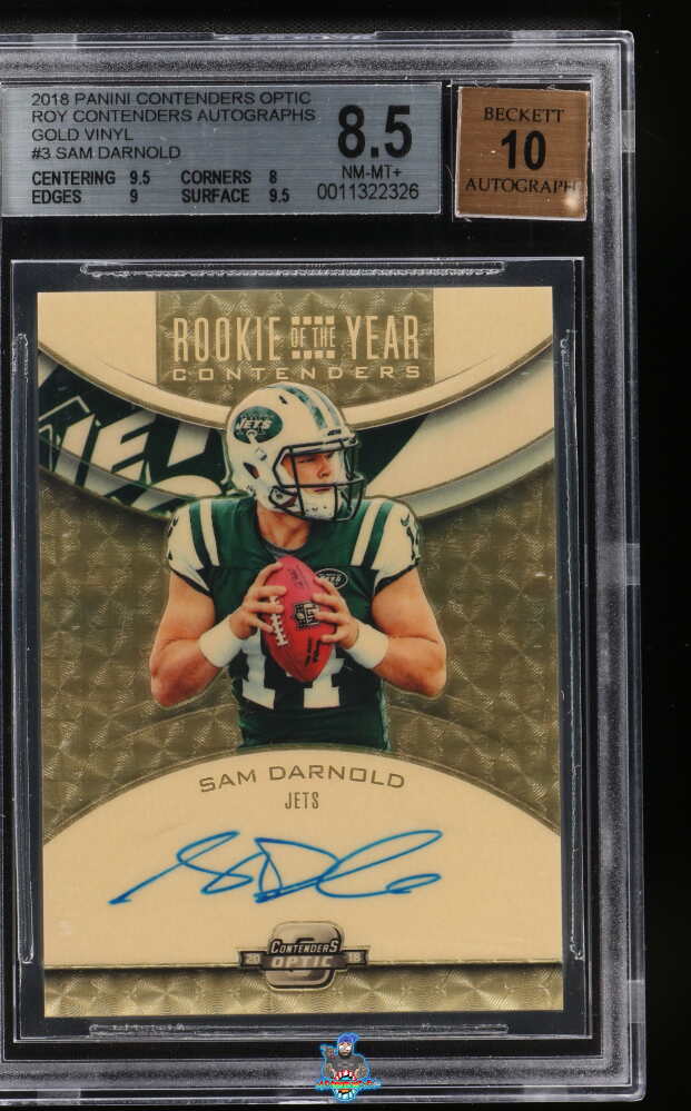 2018 Panini Contenders Optic Rookie of the Year Contenders Autographs Gold Vinyl Sam Darnold #3 /1