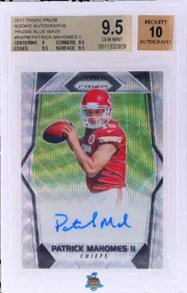 2017 Panini Prizm Rookie Autograph Blue Wave Prizm Patrick Mahomes II #RAPM /149
