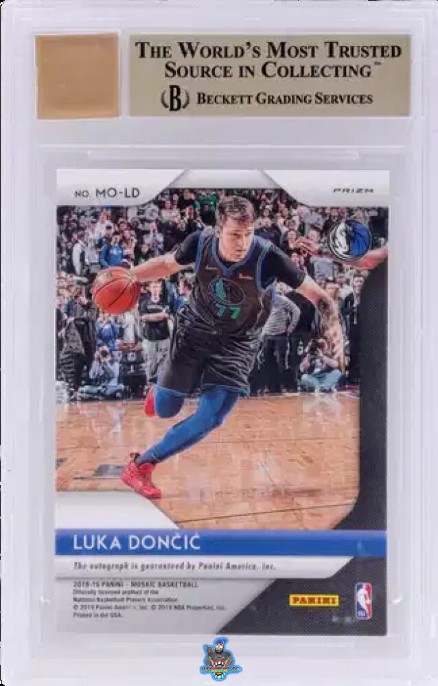 Back of 2018 Panini Prizm Mosaic Autograph Luka Doncic #22