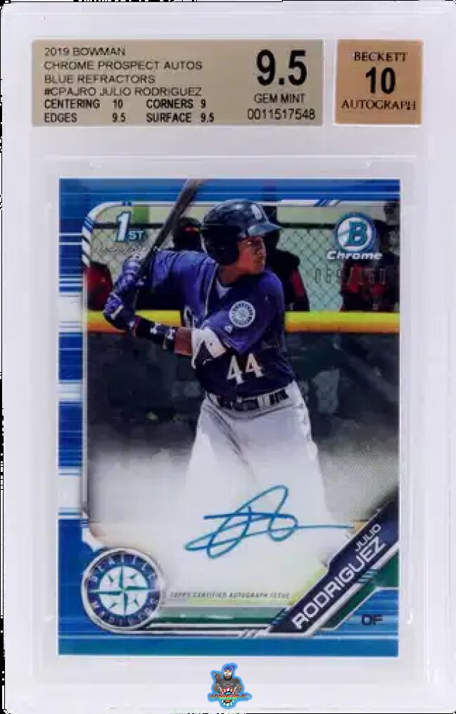 2019 Bowman Chrome Prospect Autograph Blue Refractor Julio Rodriguez #CPAJRO /150