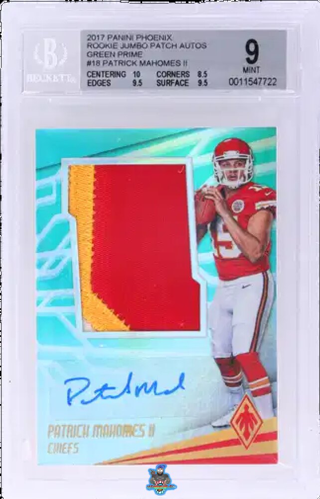 2017 Panini Phoenix Rookie Jumbo Patch Autograph Green Prime Patrick Mahomes II #18 /5