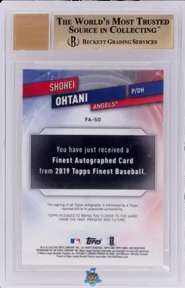 Back of 2019 Finest Autograph Red Refractor Shohei Ohtani #FASO /5