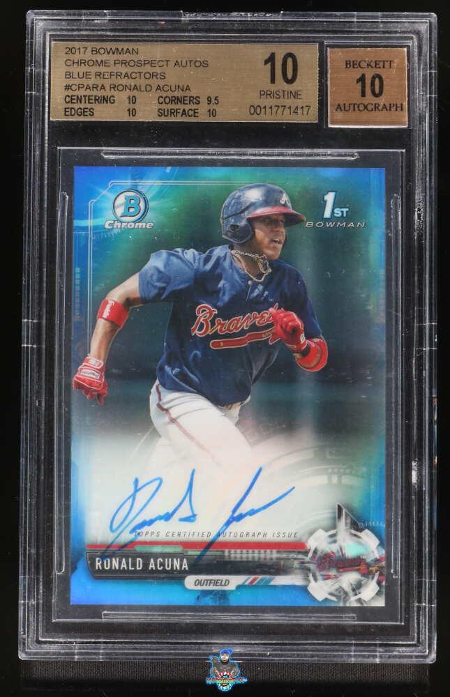 2017 Bowman Ronald Acuna Jr. Chrome Prospect Autograph Blue Refractor