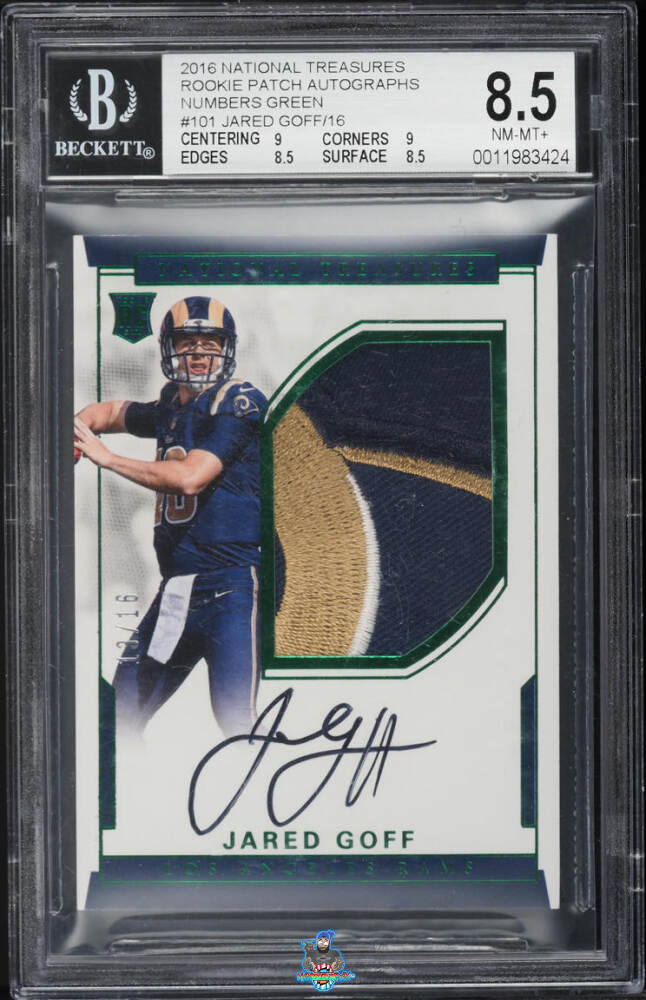 2016 National Treasures Rookie Patch Autograph Numbers Green Jared Goff #101 /16