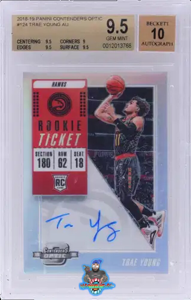 2018 Panini Contenders Optic Facing Right Rookie Ticket Autograph Trae Young #124