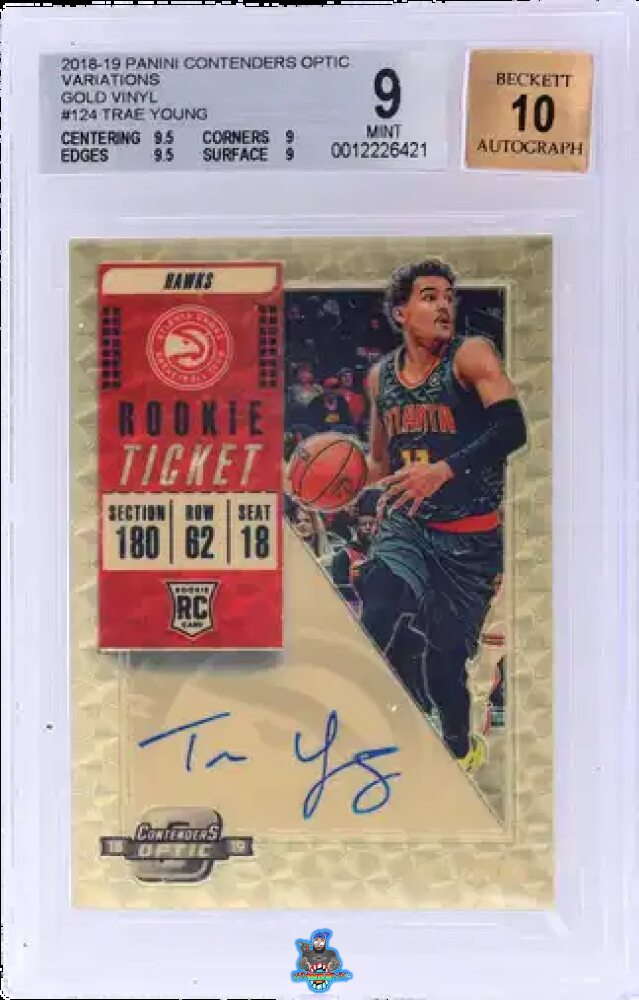 2018 Panini Contenders Optic Variation Rookie Ticket Autograph Gold Vinyl Trae Young #124 /1
