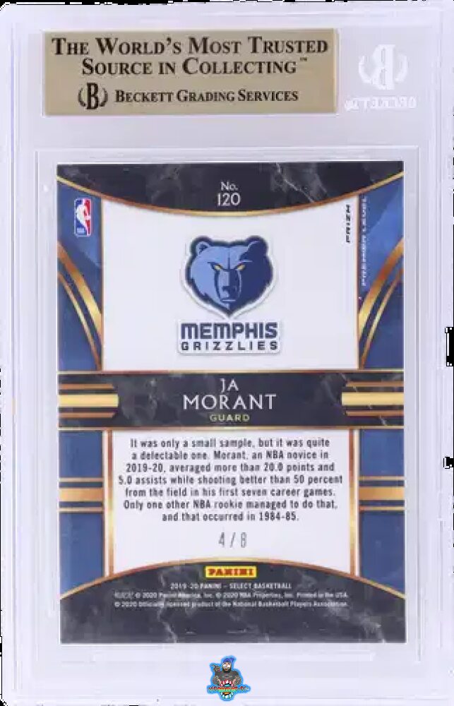 Back of 2019 Panini Select Premier Level Lucky Envelope Ja Morant #120 /8