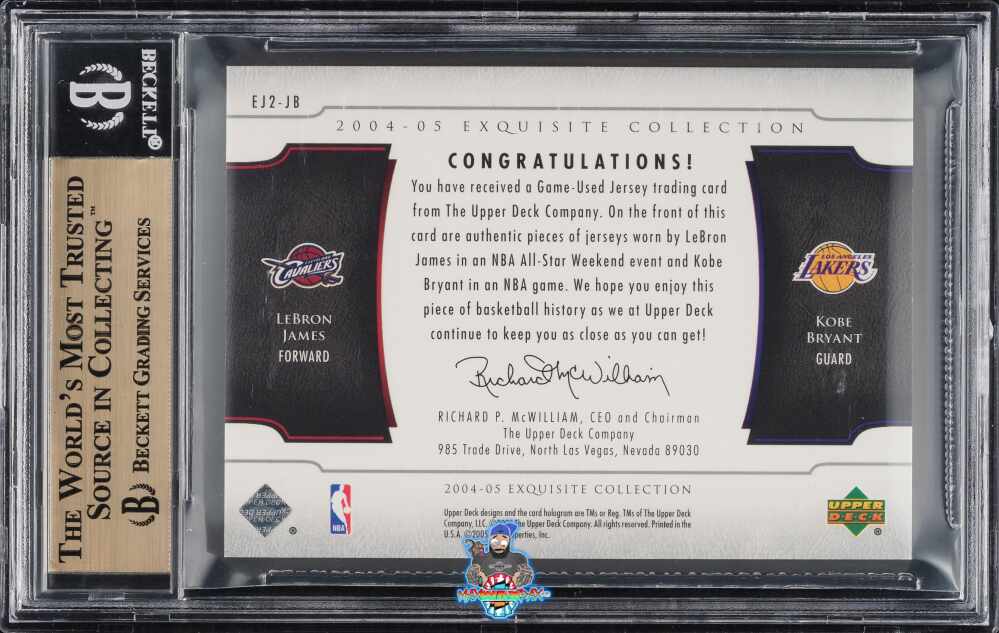 Back of 2004 Exquisite Collection Dual Jersey Kobe Bryant/Lebron James #JB /10