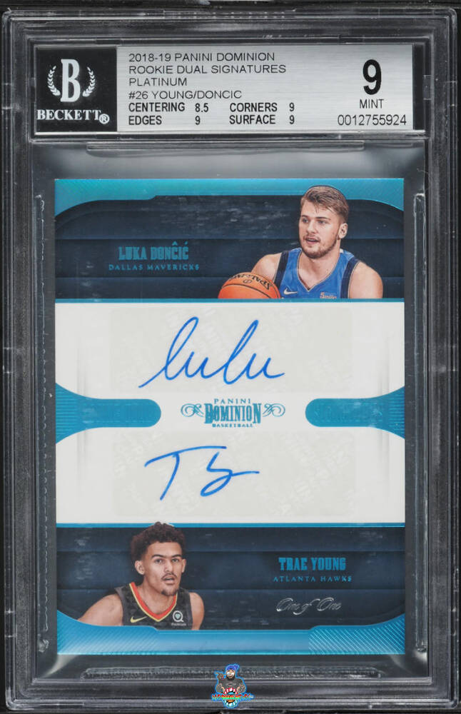 2018 Panini Dominion Rookie Dual Signatures Platinum Trae Young/Luka Doncic #26 /1