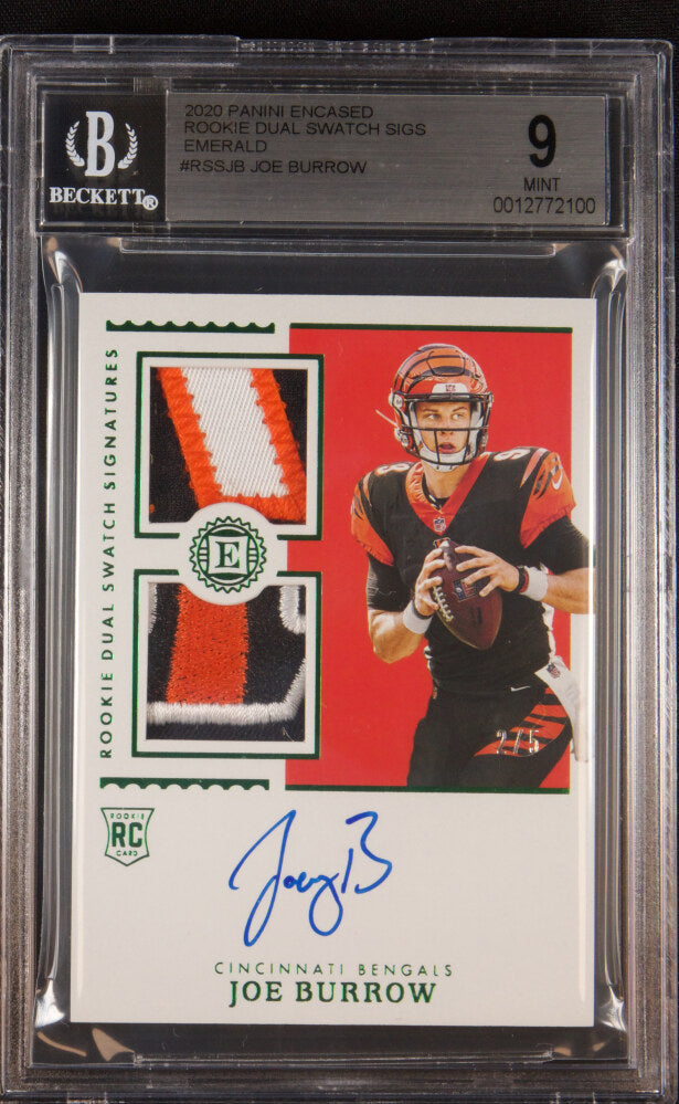 2020 Panini Encased Rookie Dual Swatch Signature Emerald Joe Burrow #RSSJB /5