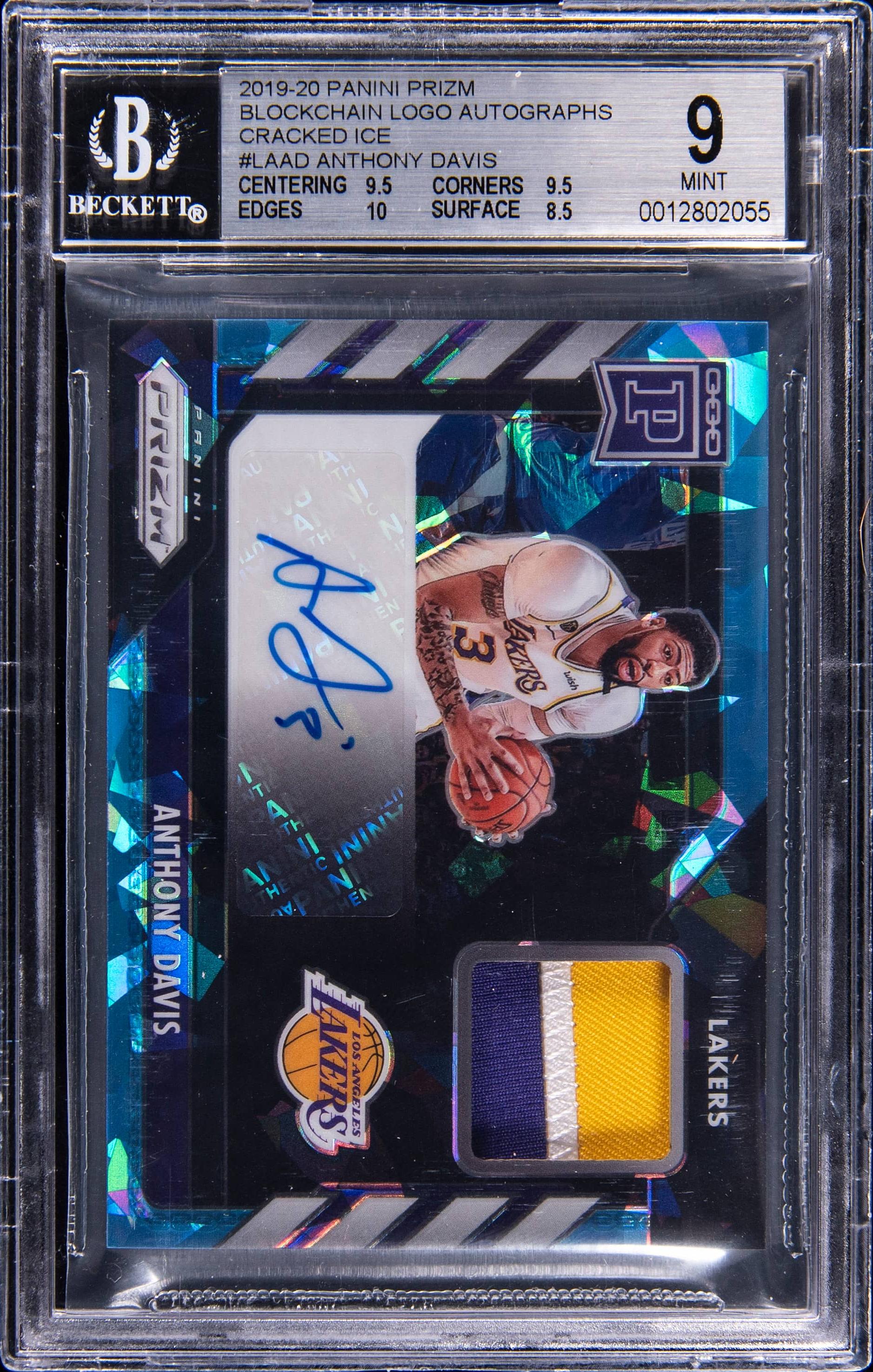 2019 Panini Prizm Blockchain Logo Autographs Cracked Ice Anthony Davis #LAAD