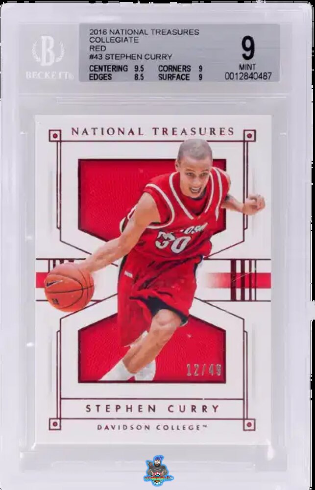 2016 National Treasures Collegiate Red Stephen Curry #43 /49