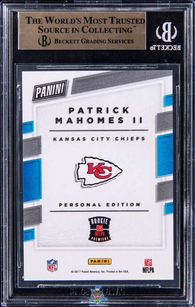 Back of 2017 Panini Nflpa Rookie Premiere Personal Edition Patrick Mahomes II #NNO