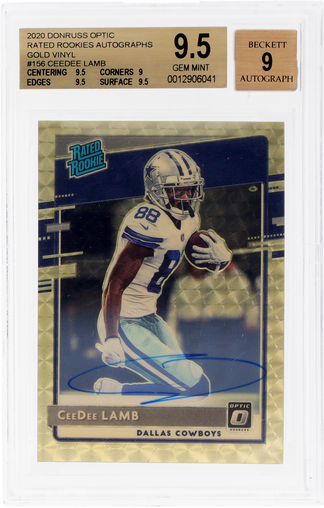 2020 Donruss Optic Rated Rookie Autograph Gold Vinyl Ceedee Lamb #156 /1