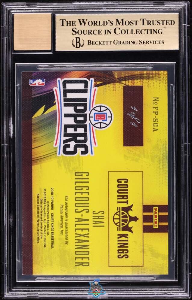 Back of 2018 Panini Court Kings Fresh Paint Autographs Masterpiece Shai Gilgeous-Alexander #22 /1