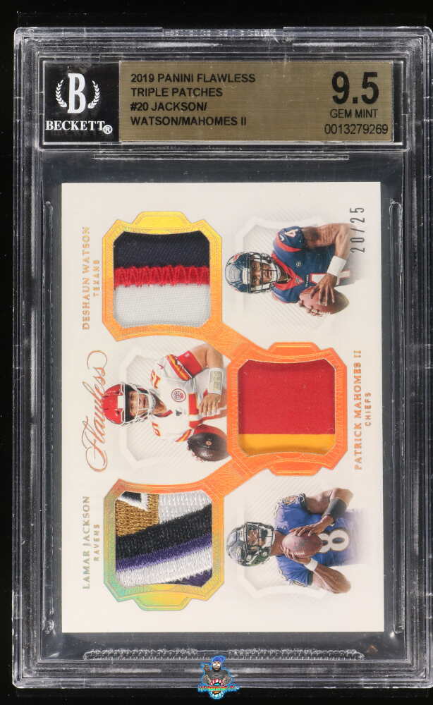 2019 Panini Flawless Triple Patches Deshaun Watson/Lamar Jackson/Patrick Mahomes II #20 /25