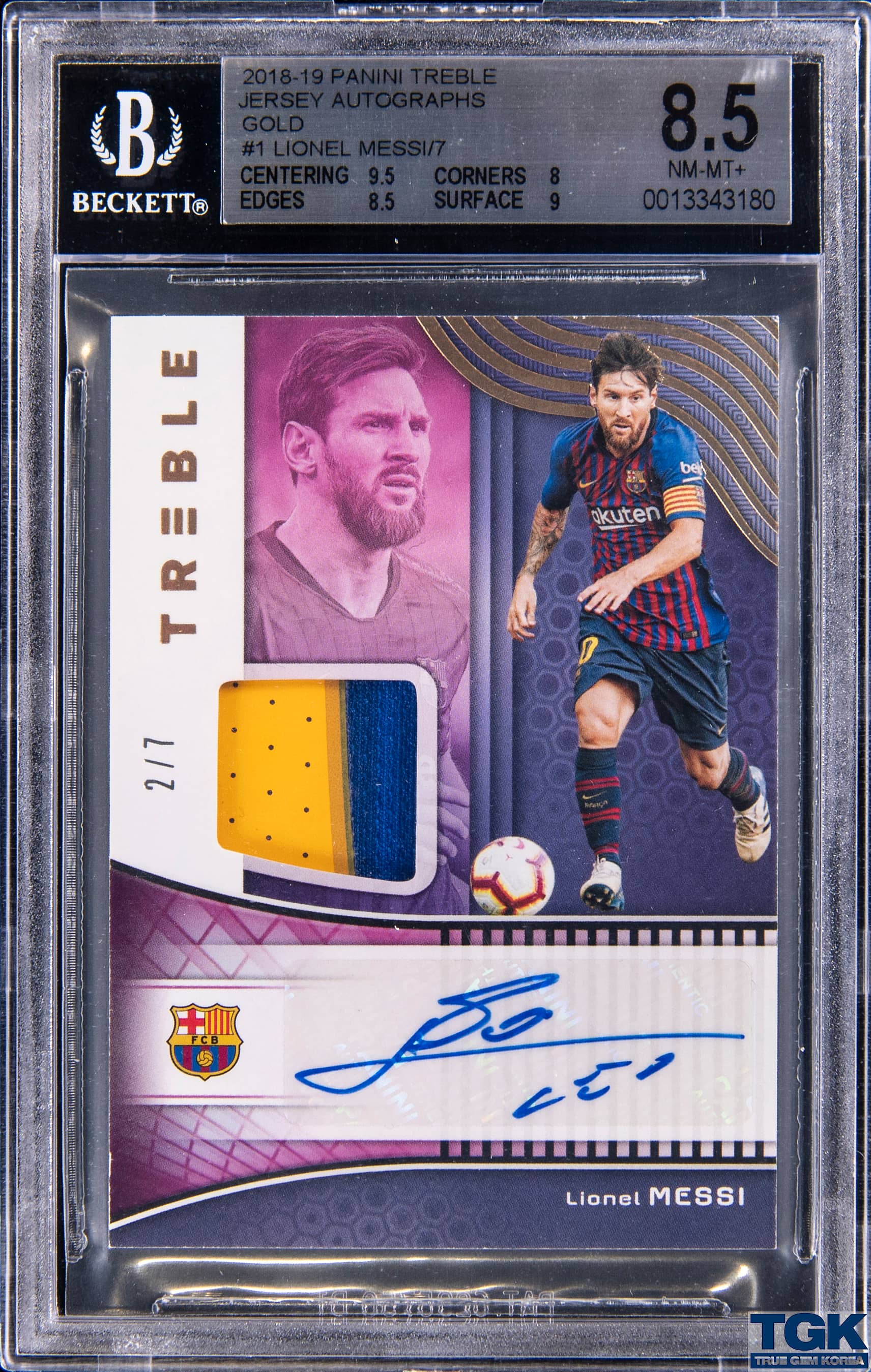 2018 Panini Treble Jersey Autographs Gold Lionel Messi #1 /7