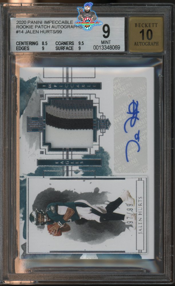 2020 Panini Impeccable Rookie Patch Autograph Jalen Hurts #14 /99