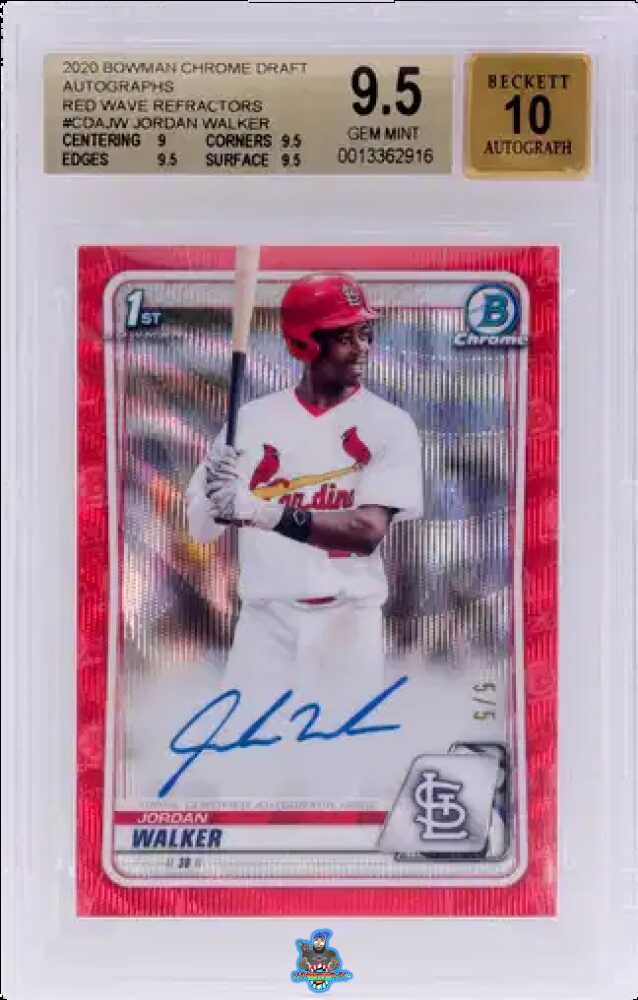 2020 Bowman Draft Chrome Autograph Red Wave Refractor Jordan Walker #CDAJW /5