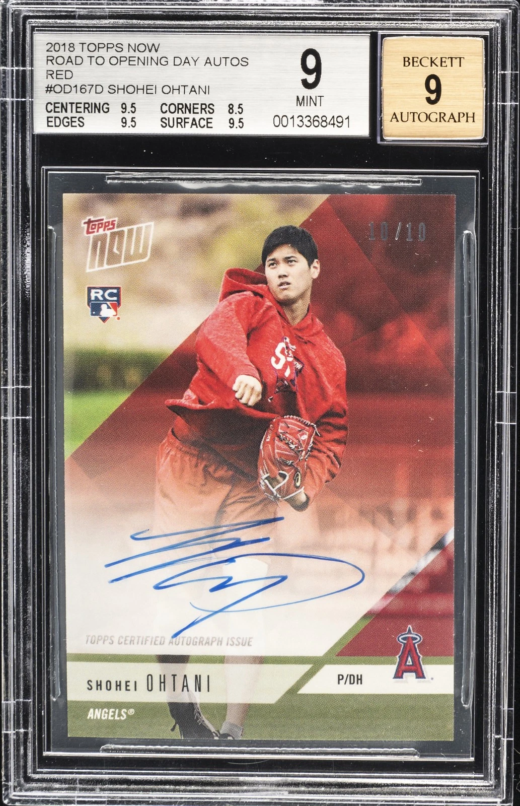 2018 Topps Now Road To Opening Day Autographs Red Shohei Ohtani #OD167D /10