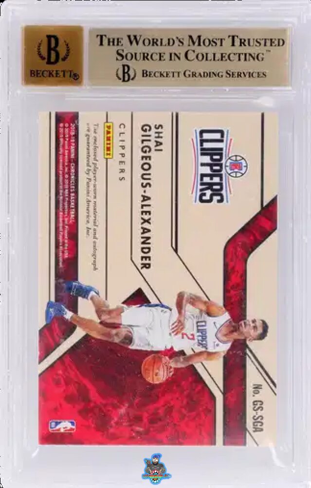 Back of 2018 Panini Chronicles Gold Standard Rookie Jersey Autographs Super Prime Shai Gilgeous-Alexander #GS-SGA