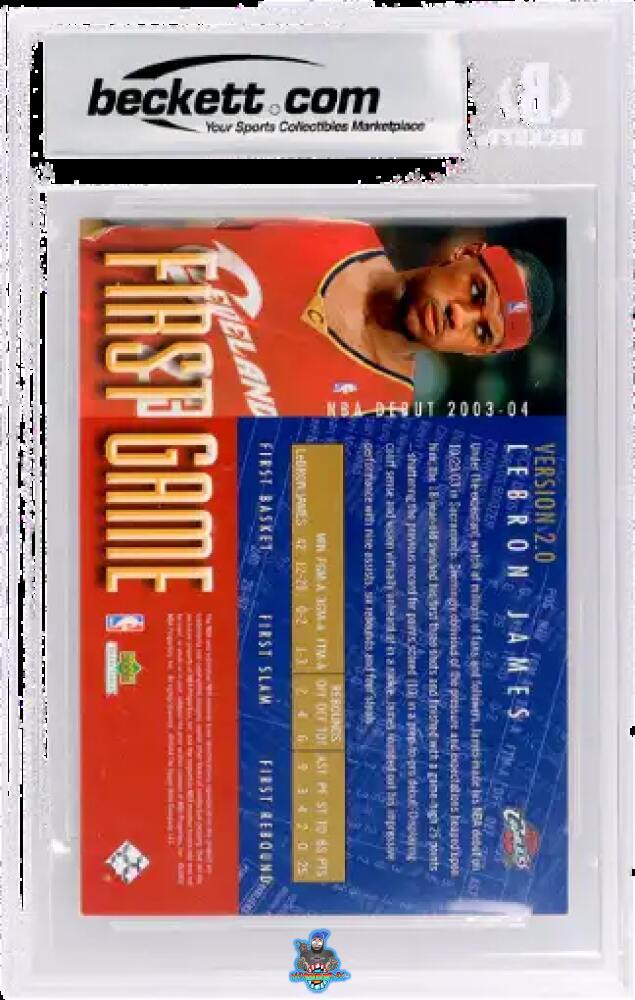 Back of 2003 Upper Deck Authenticated LeBron James First Game Jumbo LeBron James /2323