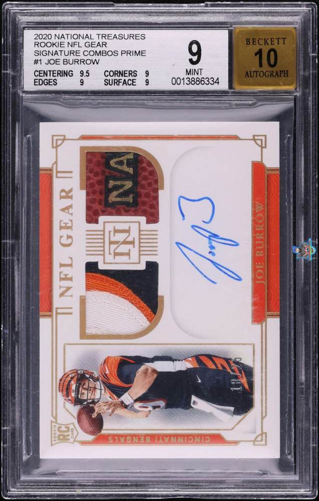 2020 National Treasures Rookie NFL Gear Signature Combo Prime Joe Burrow #RSC-JB /25