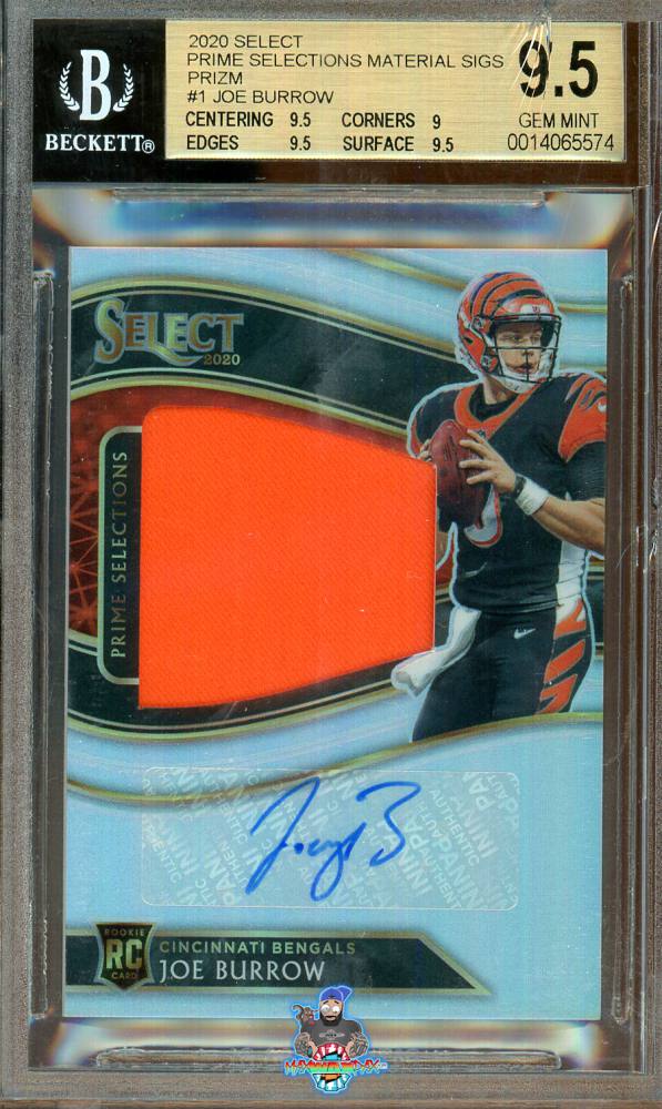 2020 Panini Select Prime Selections Material Signature Prizm Joe Burrow #1 /49