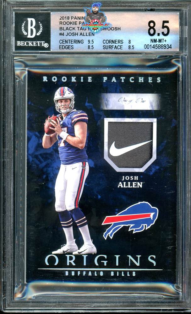 2018 Panini Origins Rookie Patch Black Tag Nike Swoosh Josh Allen #4 /1