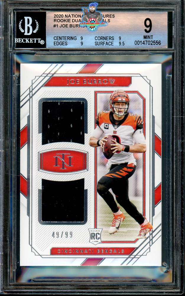 2020 National Treasures Rookie Dual Materials Joe Burrow #1 /99