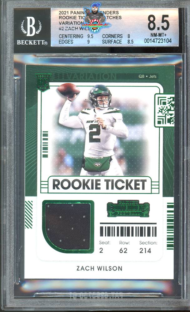 2021 Panini Contenders Team Helmet Variation Rookie Ticket Swatch Zach Wilson #2