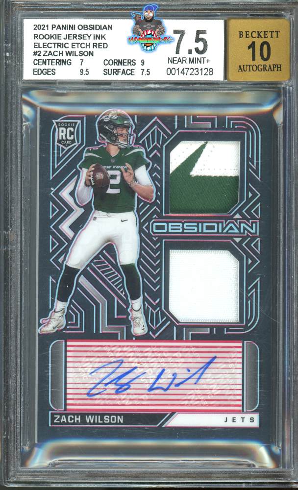 2021 Panini Obsidian Rookie Jersey Ink Electric Etch Red Zach Wilson #2 /10